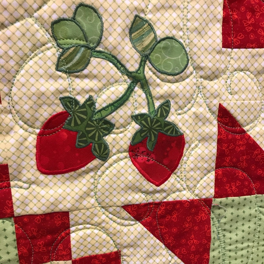 ❣️New Beautiful handmade quilt “Strawberry Fields”